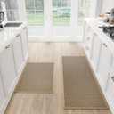 SUMLANS Kitchen Mat Set of 2 PCS, Cushioned Non Slip Rugs for Kitchen Floor, Absorbent Runner Comfort Standing Mats Washable for Kitchen, Office, Home (Brown, 17.3"x47"+17.3"x30")