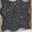 Diflart Pebble Tile for Shower Floor, Black Oval, 5 Sheets, Pebble Mosiac Backsplash for Kitchen Bathroom Wall and Floor Tile (11.8x11.8 Inch)