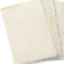 Wanderings Handmade A6 Cream Mixed Media Paper with Deckle Edge - 4x6-150 GSM -Colored Cold Press Textured Paper Made with Recycled Cotton for Crafts Card Making Sketching Watercolor - 50 Sheets