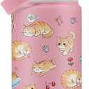 Cat Water Bottle for Girls - 16oz Cat Stainless Steel Water Bottle with Straw - Cute Cats Insulated Cup - Pink Cats Kids Tumbler for School, Sports, Travel