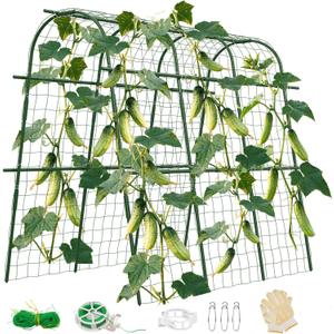 65"x48" Cucumber Trellis for Raised Bed, U-Shape Garden Trellis for Climbing Plants Outdoor, Metal Arch Vegetables Trellis, Detachable Cucumber Plant Support for Tomato,Squash