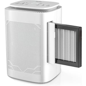 Dehumidifier and Air Purifier Combo,HEPA H13 Filter and Negative Air Ion Function,54oz(1600ML) Water Tank with Drain Hose,24hrs Auto-Off Timer,Idea for Bedroom,Bathroom,Closet,RV