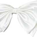 saqulopr Add on Bow for Wedding Dress Decoration Detachable Satin Bowknot (White-one layer)