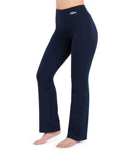 Nirlon Straight Leg Yoga Pants - Straight Leg Leggings for Women Breathable Leggings for Yoga Regular & Plus Size Pants for Gym (XL 32" Inseam, Navy Blue)