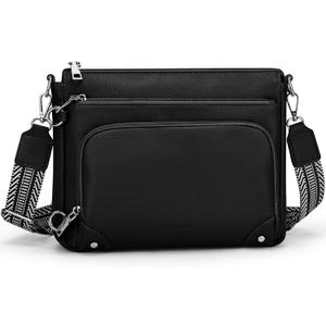 Anti-Theft Crossbody Purse for Women, Crossbody Shoulder Bag with Built-in Wallet & RFID Blocking for Travel Workout (Black)