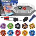 Gyro X Stadium Battling Set, 10 Spinning Tops, 3 Launchers, 1 Grip and Arena with X Acceleration Rail, Boys Toys Kids Birthday Gift Ideals, 6+ Years Old (Grey)