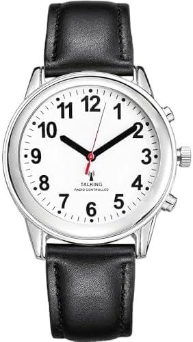 English Talking Men's Watch for Elderly, Low Vision or Visually Impaired, Loud Sound, Large Numbers, Bold Hands, Stainless Steel Expandable Strap