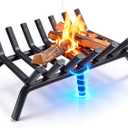 AMAGABELI GARDEN & HOME Fireplace Grate 30 inch Fire Pit Grate Fire Place Log Holder Wrought Iron Heavy Duty Solid Steel Indoor Outdoor Camping Hearth Firepit Firewood Wood Burning Rack Stove