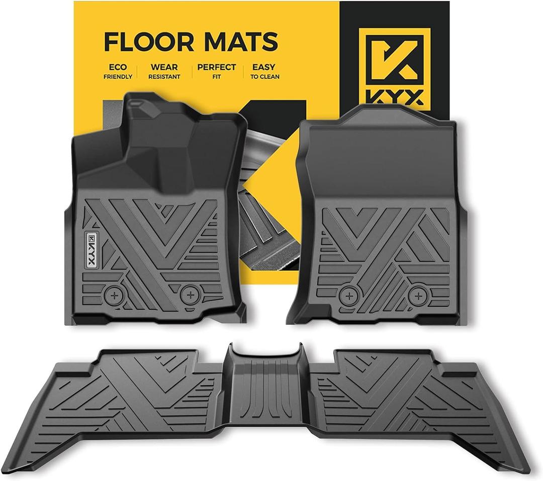 KYX Floor Mats for 2018-2023 Tacoma Double Cab, All Weather Car Floor Mats Front & 2nd Row with High Walls, Custom Automotive Floor Mats Liners TPE Black