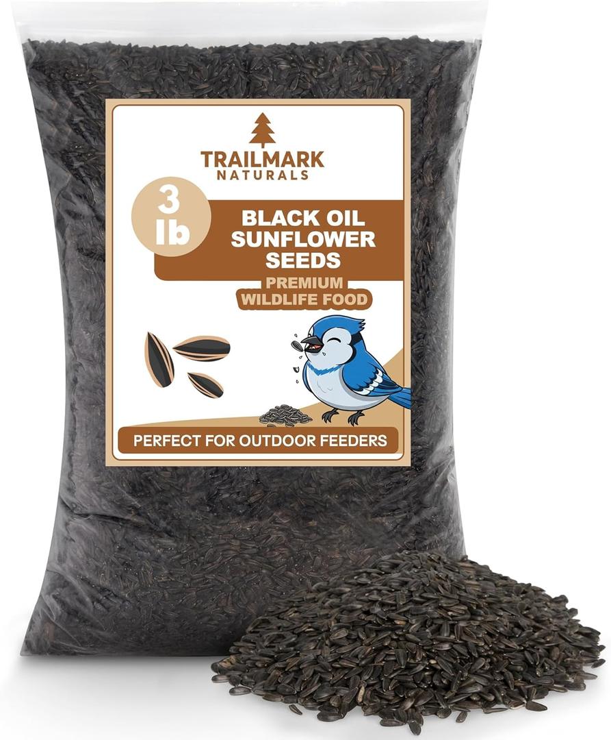 3 LB Black Oil Sunflower Seeds for Birds  Premium Wildlife & Bird Food  Grown in USA - Non-GMO - Black Oil Sunflower Seeds for Wild Birds and Backyard Feeders