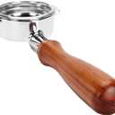 DIBTSA Bottomless Portafilter 58mm Compatible with E61 Group Head, Flair 58, ECM, Rocket, Sanremo, Synesso, Slayer, Espresso Machine Parts, Wooden Handle with 304 Stainless Steel Filter Basket