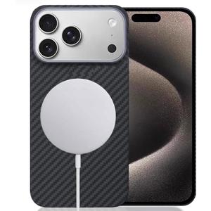Sisyphy Aramid Fiber Case for iPhone 17 Pro with Carbon Fiber Texture (Compatible for MagSafe), Super Slim Light Protective Cover Skin, Soft Touch Sturdy Durable Snap-on Back Cover