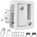 White RV Door Lock Replacement, RV Door Lock Latch Handle with Paddle Deadbolt 4 Keys, Camper Entry Door Latch with Zinc Alloy Upgraded Metal, RV Lock for Camper Horse Trailer Cargo Hauler