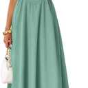 ZESICA Women's Summer Sleeveless Halter Midi Dress 2026 Off Shoulder High Waist Flowy Formal Wedding Guest Long Dresses (Green, L)
