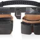 TRUTUCH Grain Leather Tool Belt | Tool Rig Set | Tool Pouch | Drywall Tool Belt | Carpenter Tool Bag | Leather Tool Belts for Men | Construction | Framers | Electrician (Black & Brown)