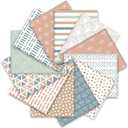 Whaline 12Pcs Boho Cotton Fabric Bundles 18 x 22 Inch Pastel Boho Rainbow Sun Fat Quarters Colorful Quilting Patchwork Sewing Fabrics for DIY Handmade Crafting
