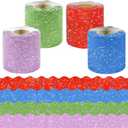 4 Rolls 131.2Ft Glitter Bulletin Board Borders  Colorful Scalloped Classroom Border for Bulletin Board Trim  DIY Classroom Decor for Teachers, School and Office, Class Decorations