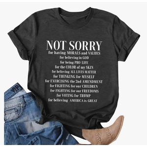 Not Sorry Shirts for Women American Flag T-Shirt 4th of July Outfits Patriotic Tshirt Fourth of July Short Sleeve Tee XXL