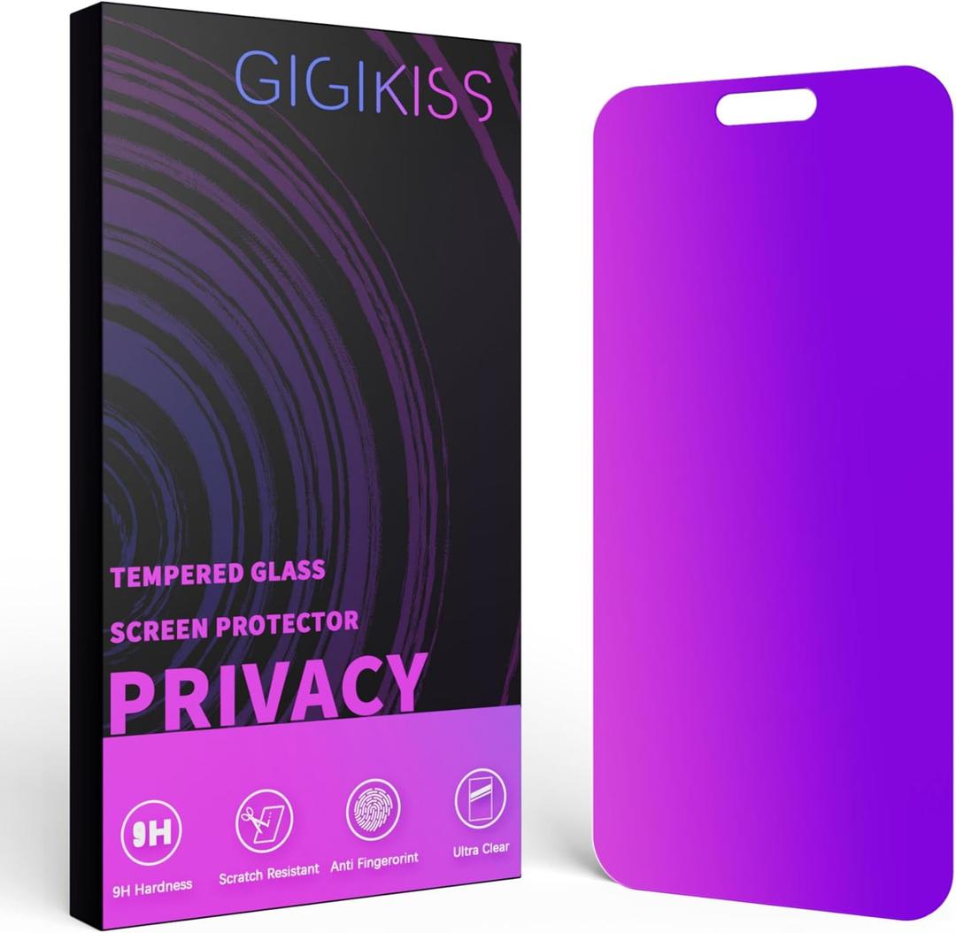 2 x Compatible for iPhone 16 Pro Max Privacy Screen Protector 6.9 Inch, Purple Gradient Anti Spy Anti Blue Light HD Screen Protector Tempered Glass Easy Installation