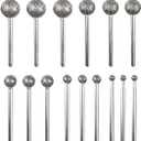 1/8 Shank Diamond Grinding Burr Drill Bit Ball Shape Diamond Rotary Bit,15pcs 36# Course Burrs Set Mounted Points Bit Universal Fitment Rotary Tool for Stone Carving, DIY,Polishing, Engraving