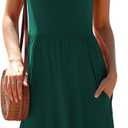 LILBETTER Women's Round Neck Summer Sundresses Casual Pleated Ruffle Hem Knee Length Sleeveless Tank Dress with Pockets (XXL)