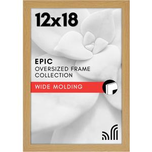 Americanflat 12x18 Poster Frame with Polished Plexiglass - Wide Picture Frames Made of Engineered Wood for Vertical or Horizontal Wall Display - Epic Collection - Dark Oak