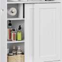 Bathroom Floor Cabinets, Slim Bathroom Storage Cabinet with Sliding Door, Ideal for Toilet Paper Holder, Adjustable Shelves, Next to Toilet Solid Cabinet for Bathroom,Kitchen,White, 7.87"D x 23.6"W x 29.5"H