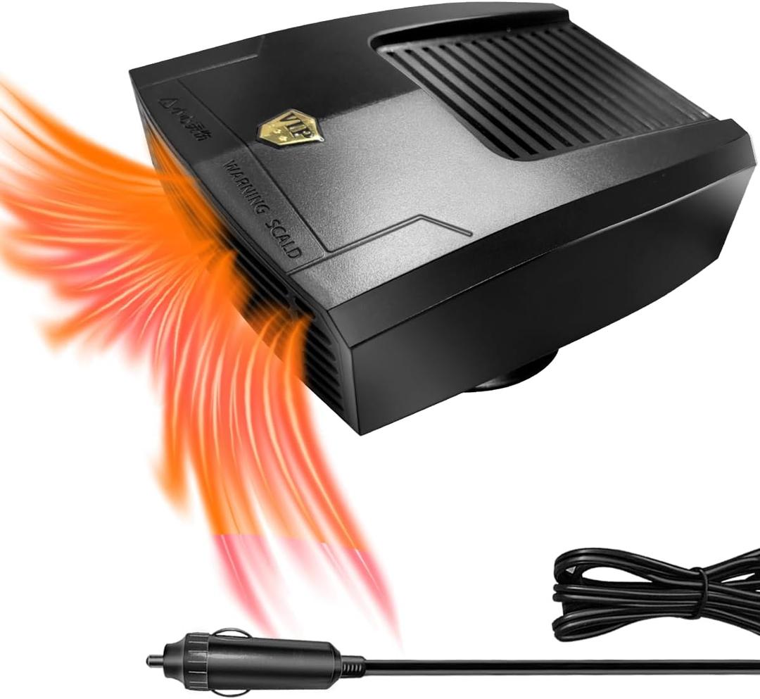 12V Car Heater That Plugs Into Cigarette Lighter, 150W Fast Heating Dashboard Heater for Car, 360 Rotatable Protable Defroster Demister for Vehicle