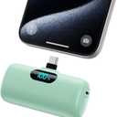 Mini Portable Charger USB C Power Bank,Upgraded 5000mAh PD Fast Charging Battery Pack Built-in USB-C Connector Travel Essential for iPhone17/17Pro/17Pro Max/Air/16 Plus/16Pro Max/15 Series,Android etc (Light Green)
