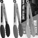 Walfos Small Silicone Tongs for Cooking- 7 inch Mini Kitchen Tongs with Silicone Tips, Great for Cooking, Turning, Serving, Food tongs Set of 3