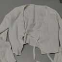 Floerns Women's Tie Front Long Sleeve Rib Knit Shrug Sweaters Cardigan Crop Top (Medium, White)