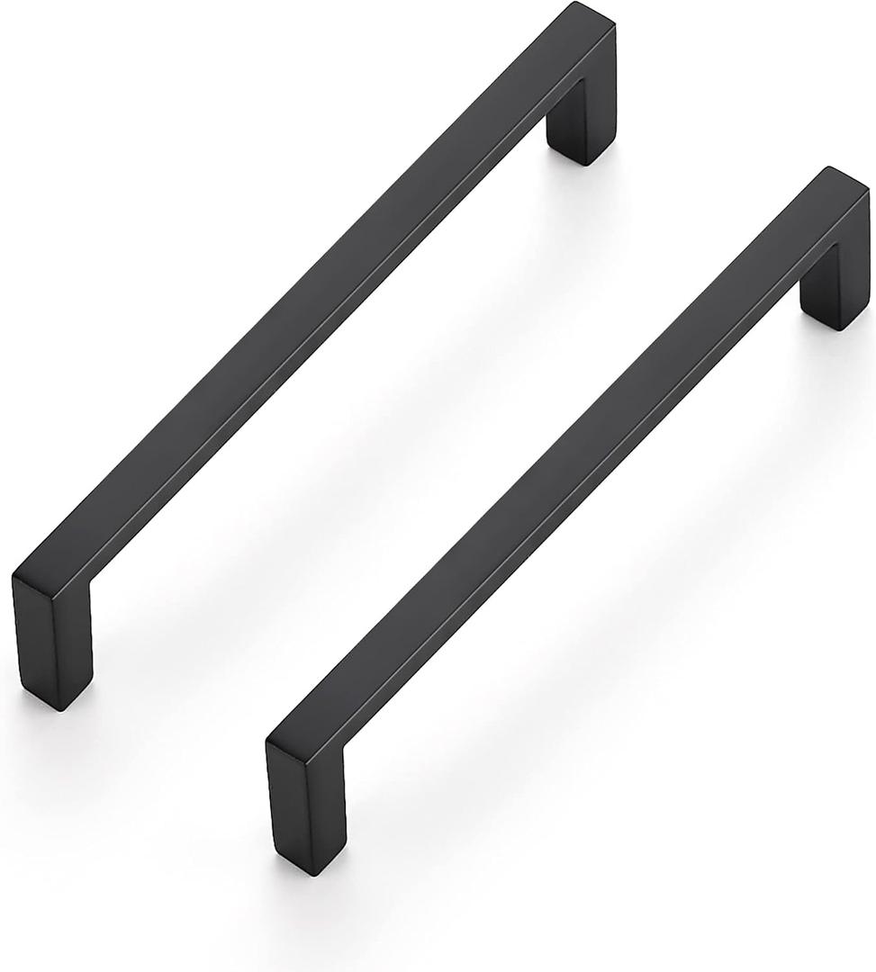 Ravinte 15 Pack Matte Black Cabinet Pulls, 5 Inch (128mm) Hole Center Slim Kitchen Handles, Square Drawer Pulls for Cabinets & Cupboards, Hardware