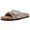 LANCDON Women's Sandals Comfort Slides with Adjustable Buckle,Cork Footbed Sandals,Outdoor Beach Sandals, Size 7