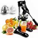 Professional Cast Iron Manual Citrus Juicer - Heavy Duty Hand Press for Orange, Lemon, Lime, Pomegranate - High Yield Juice Presser, Stable Countertop Design, Easy to Clean (BLACK)