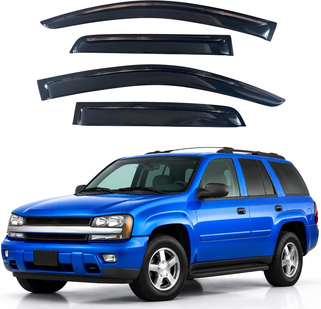 IG Window Visors Fit for 2002-2009 Chevrolet Trailblazer, Out-Channel Rain Guards Vent Wind Deflectors 4PC, Car Accessories for 06-09 Chevy Trailblazer SS