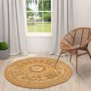 Hand Woven Braided Jute Rug - 3' Round - Reversible Farmhouse Rugs for Living Room, Bedroom, Dining Room, Kitchen - Natural Decorative Floor Circle Boho Entry Area Rugs - Round Rug 3ft