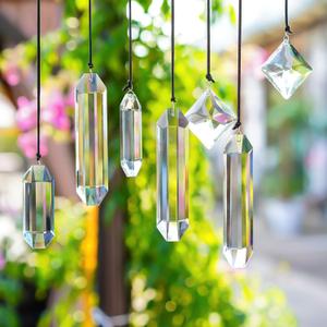 Set of 7 Clear Crystal Prisms Ornaments for Christmas Tree, Glass Christmas Ornaments 2025, Crystal Suncatchers for Window Hanging for Women