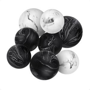 Creative Scents Black & White Small Set of 8 Marble Look Decorative Balls for Bowls Decorative Orbs Spheres for Coffee Table Centerpiece, Dining Table, Living Room - Modern Bowl Fillers for Home