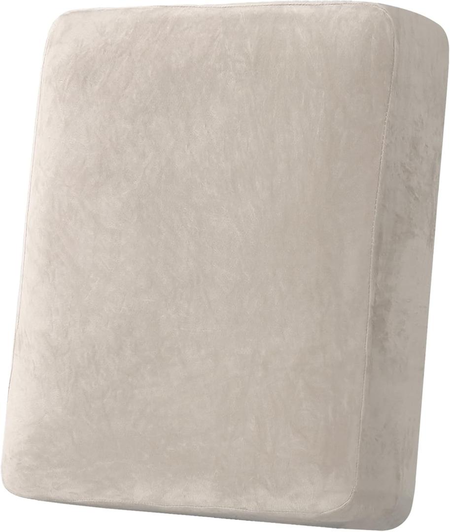 H.VERSAILTEX Velvet Stretch Couch Cushion Cover Plush Cushion Slipcover for Chair Cushion Furniture Protector Seat Cushion Sofa Cover (1 Piece Armchair Cushion Covers, French Oak)