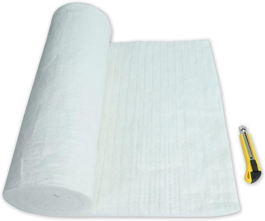 BACLAUGH 1"x24"x72",2400F Ceramic Fiber Fireproof Insulation Blanket, Applicable to Furnace, forging, kiln and Stove