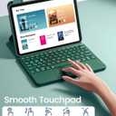 Harvopu for iPad 10th/11th Generation A16 Case with Keyboard, 360 Rotation Detachable Cover with Pencil Holder, Multi-Touch Trackpad, 7 Colors Backlit Keyboard for iPad (A16)/10th Gen (Pine Green)