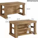 Tribesigns 55" Kitchen Island with Seating and Storage, 3-Tier Farmhouse Wood Stationary Island Table with Large Worktop & Leg Room, Coffee Bar Table with Storage Shelves for Kitchen, Natural Brown