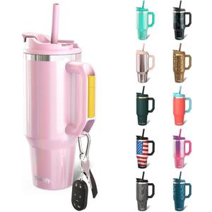 Frost Buddy Thicc Buddy - 40 oz Stainless Steel Vacuum Insulated Tumbler with Lid and Straw for Water - Travel Mug Cupholder Friendly - Gifts for Women Men Him Her (Pink Glitter)