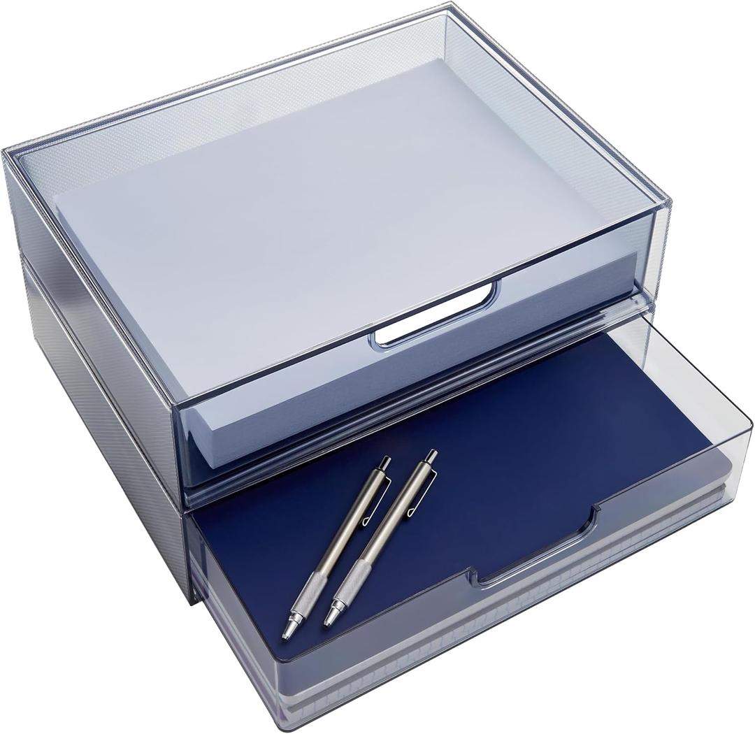 STORi STAX Plastic Stackable Organizer Drawers (Set of 2) Classic Grey | 12.5" Wide | Set Includes Two Open Drawer | Organize Office Desk Accessories & Sort Paper | Made in USA STORi STAX Plastic Stackable Organizer Drawers (Set of 2) Classic Grey | 12.5" Wide | Set Includes Two Open Drawer | Organize Office Desk Accessories & Sort Paper | Made in USA