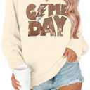Game Day Sweatshirt for Women Baseball Graphic Sequin Pullover Tops Football Season Casual Long Sleeve Sweatshirts.M