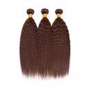 Leruikair Human Hair Bundles 26 28 30 Inch Kinky Yaki Wave Human Hair Bundles Chocolate Brown Color 4 Unprocessed Brazilian Soft Quick Weave Hair for Black Women