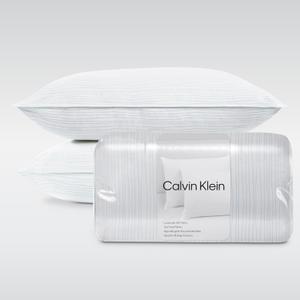 Calvin Klein Wave Print 20" x 28" Standard/Queen Size Set of 2 Bed Pillows for Sleeping, White