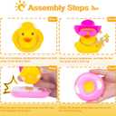 4 x Car Rubber Duck Dashboard Decoration Mini Yellow Duck Car Ornament Accessories with Mini Cowboy Hat Swim Tube Necklace and Colorful Sunglasses for Car Dashboard(Love Glasses-Pink Dot)