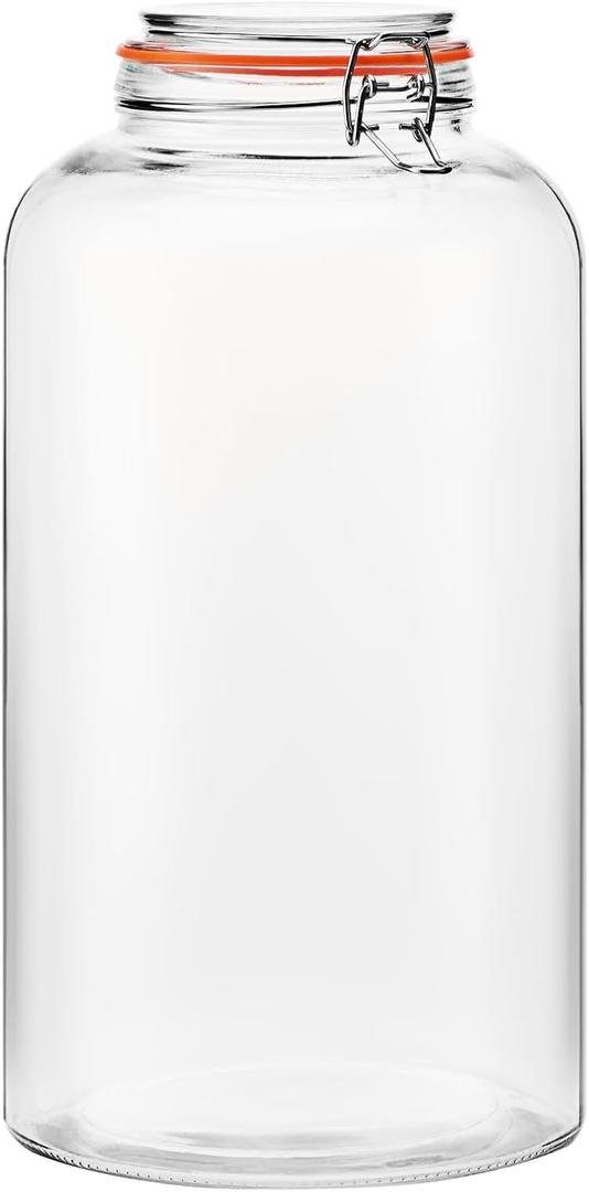 2.5Gallon Glass Storage Jars with Lids, Wide Mouth Large Flour Containers for Pantry Storage, Fermenting & Food Organization, Pack of 1