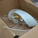 VILUXY Gold SemiFlush Mount Ceiling Light Fixture with 24" Large White Fabric Drum Shade 5Light for Bedroom Dining Room Entryway Round Ceiling Lamps